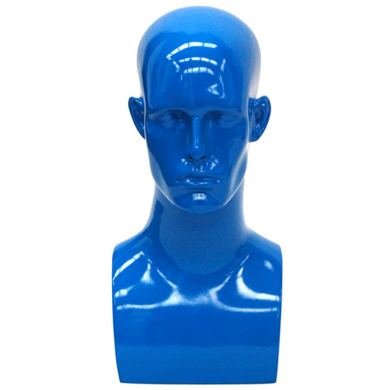 Fiberglass Male Head Display - Gloss Blue