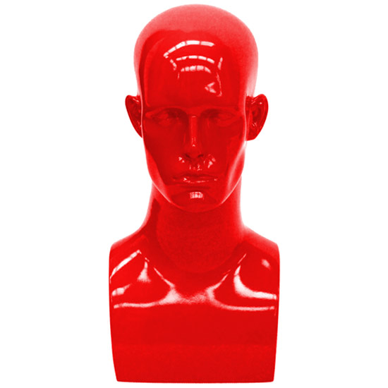 Fiberglass Male Head Display - Gloss Red