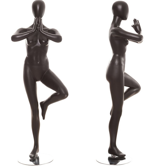 Yoga Mannequin in a Tree Pose - Satin Black