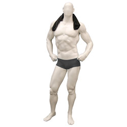 Muscular Body Builder Sized Mannequin - White Finish