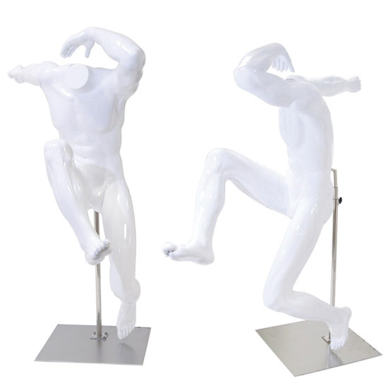 Unique Sport Mannequin - Athletic Male Leaper - White