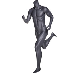 Headless Male Running Mannequin - Matte Gray