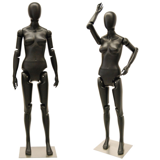 Flexible Female Mannequin with Movable Joints - Satin Black