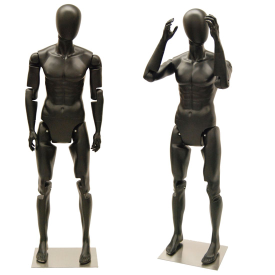 Flexible Male Mannequin with Movable Joints - Black Satin