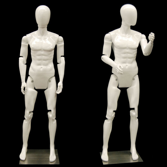 Flexible Male Mannequin with Movable Joints - White Gloss