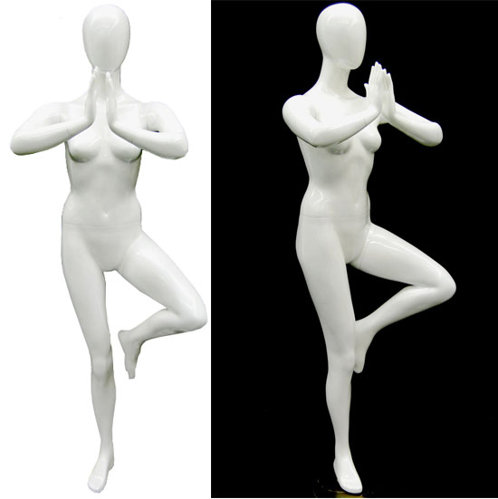 Yoga Mannequin in a Tree Pose - Pearl White
