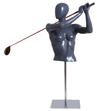 Female Golfer Form Swinging Golf Club with Base