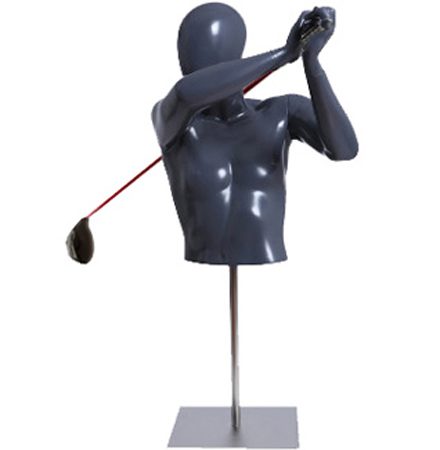 Male Golfer Form Swinging Golf Club with Base