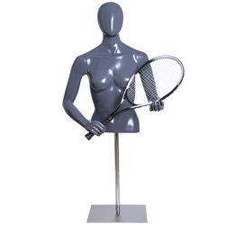 Female Tennis Player Form Holding Racket with Base