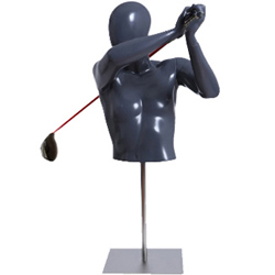 Male Golfer Form Swinging Golf Club with Base